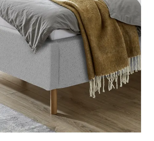 Polsterbett Mattis | grau Flausch | 160 x 200 cm | mit Lattenrost & Bettkasten