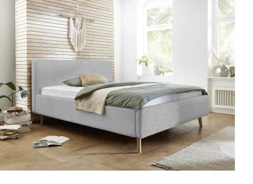 Polsterbett Mattis | grau Flausch | 180 x 200 cm | ohne Lattenrost & Bettkasten