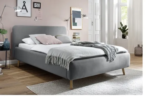 Polsterbett Mattis | hellgrau | 140 x 200 cm | ohne Lattenrost & Bettkasten