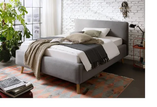 Polsterbett Mattis | hellgrau | 140 x 200 cm | ohne Lattenrost & Bettkasten