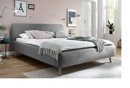 Polsterbett Mattis | hellgrau | 160 x 200 cm | mit Lattenrost & Bettkasten