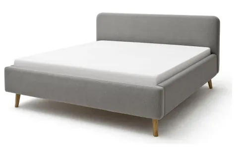 Polsterbett Mattis | hellgrau | 160 x 200 cm | mit Lattenrost & Bettkasten