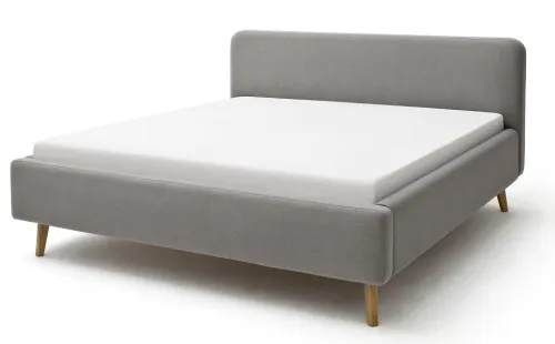 Polsterbett Mattis | hellgrau | 180 x 200 cm | mit Lattenrost & Bettkasten