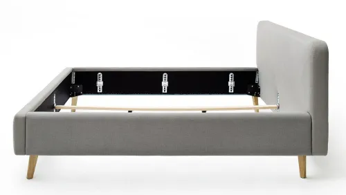 Polsterbett Mattis | hellgrau | 180 x 200 cm | mit Lattenrost & Bettkasten