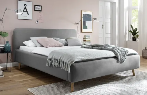 Polsterbett Mattis | hellgrau | 180 x 200 cm | ohne Lattenrost & Bettkasten