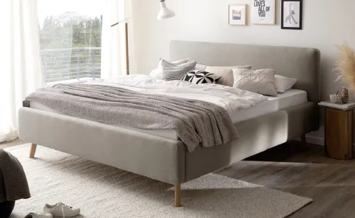 Polsterbett Mattis | taupe | 180 x 200 cm | mit Lattenrost & Bettkasten