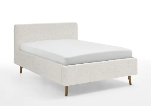 Polsterbett Mattis | weiß Flausch | 140 x 200 cm | mit Lattenrost & Bettkasten