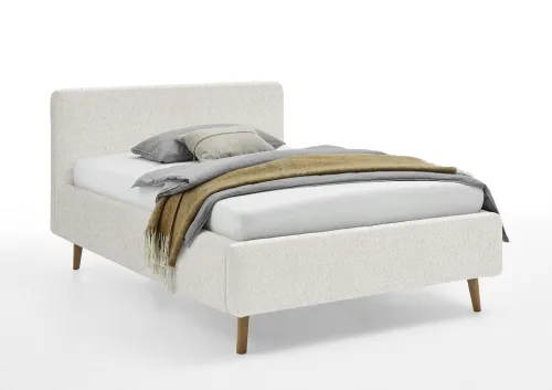 Polsterbett Mattis | weiß Flausch | 140 x 200 cm | ohne Lattenrost & Bettkasten