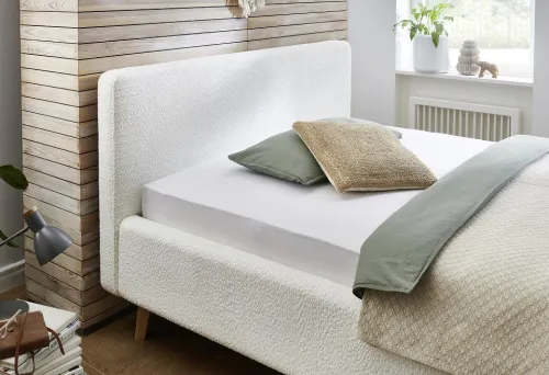 Polsterbett Mattis | weiß Flausch | 140 x 200 cm | ohne Lattenrost & Bettkasten