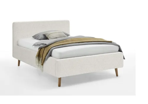 Polsterbett Mattis | weiß Flausch | 160 x 200 cm | mit Lattenrost & Bettkasten