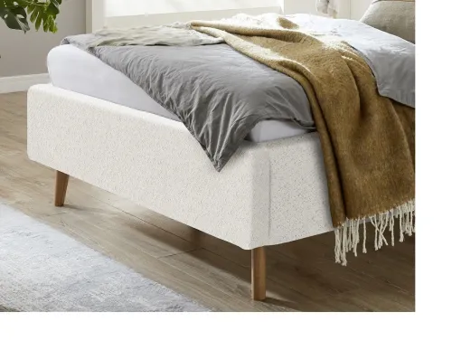 Polsterbett Mattis | weiß Flausch | 160 x 200 cm | ohne Lattenrost & Bettkasten