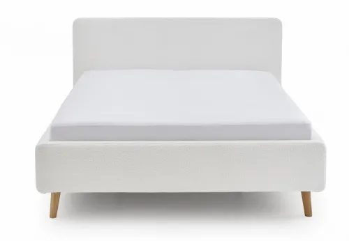 Polsterbett Mattis | weiß Flausch | 180 x 200 cm | mit Lattenrost & Bettkasten