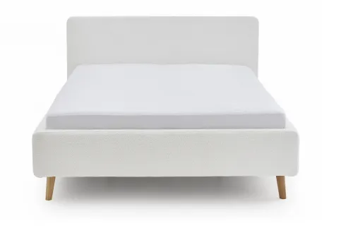 Polsterbett Mattis | weiß Flausch | 180 x 200 cm | mit Lattenrost & Bettkasten