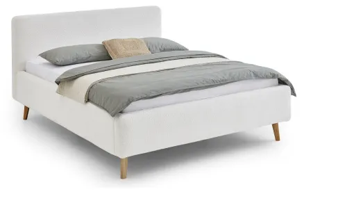 Polsterbett Mattis | weiß Flausch | 180 x 200 cm | ohne Lattenrost & Bettkasten