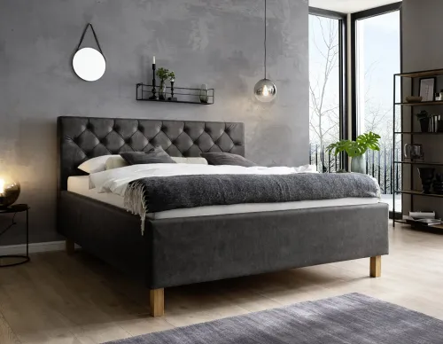 Polsterbett San Remo inkl. Bettkasten | anthrazit | 160 x 200 cm