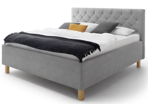 Polsterbett San Remo inkl. Bettkasten | hellgrau | 160/180 x 200 cm | verschiedene Größen