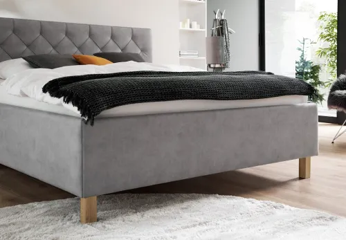 Polsterbett San Remo inkl. Bettkasten | hellgrau | 160/180 x 200 cm | verschiedene Größen