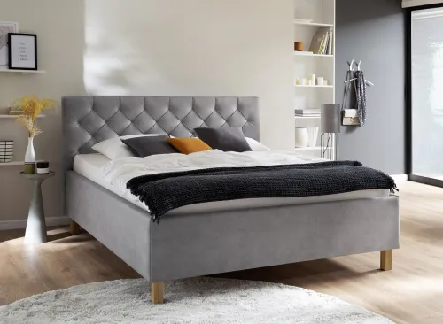 Polsterbett San Remo inkl. Bettkasten | hellgrau | 160 x 200 cm