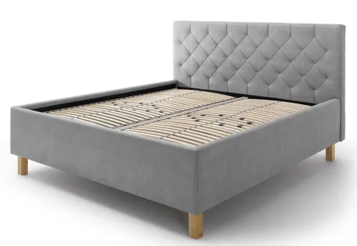 Polsterbett San Remo inkl. Bettkasten | hellgrau | 180 x 200 cm