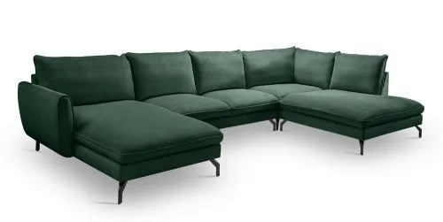 Polstersofa Toronto U-Form rechts | 202cm | Webstoff | smaragdgrün