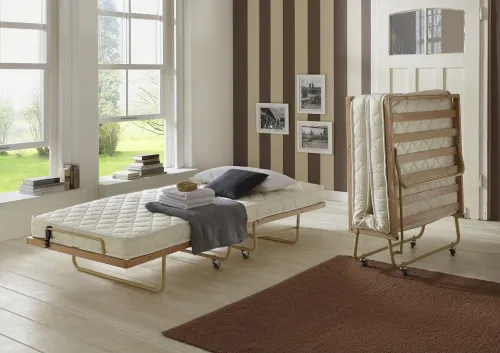 Raumsparbett Book | inkl. Matratze | mit Holzrahmen | Buche lackiert | 90x200