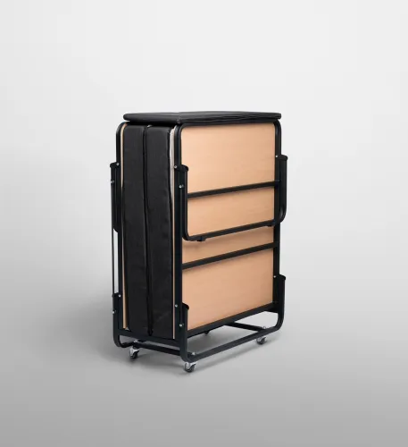 Raumsparbett Book | inkl. Matratze | mit Polsterkopfteil | schwarz | 90x200