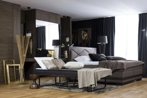 Raumsparbett Book | inkl. Matratze | mit Polsterkopfteil | schwarz | 90x200