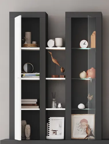 Regalschrank Highboard Orion | anthrazit grau ohne Beleuchtung