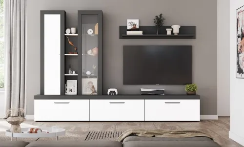 Regalschrank Highboard Orion | anthrazit grau ohne Beleuchtung