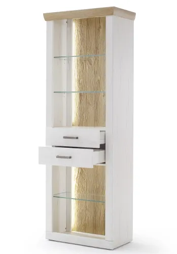 Regalschrank Madrid | Landhaus | Pinie Aurelio/ Grandson Oak | LED Beleuchtung Komplettset