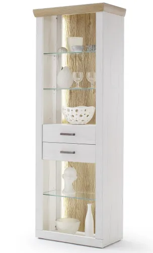 Regalschrank Madrid | Landhaus | Pinie Aurelio/ Grandson Oak | LED Beleuchtung ohne Beleuchtung