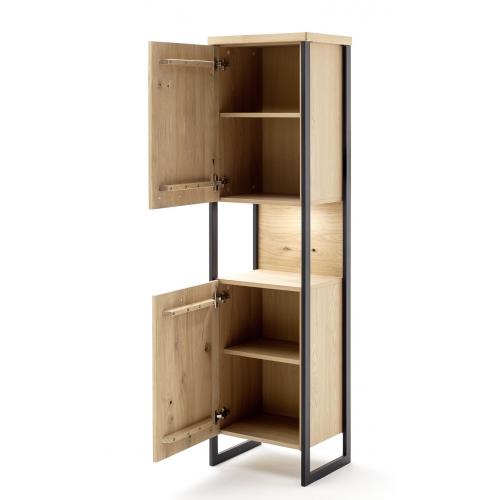 Regalschrank Salerno 2 | Balkeneiche / Eiche Bianco | LED Beleuchtung