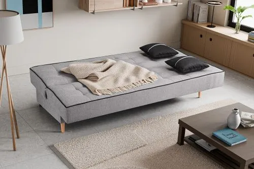 Schlafsofa 3-Sitzer Bono | 199cm | Strukturstoff | hellgrau