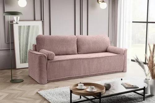 Schlafsofa 3-Sitzer Grubs | 225cm | Cord | rosa