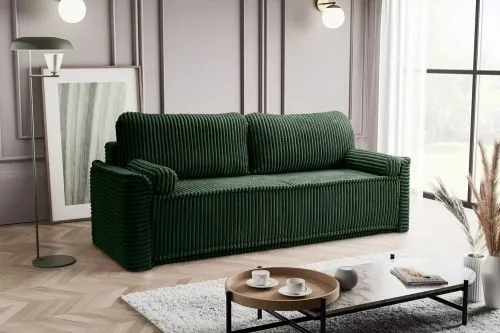 Schlafsofa 3-Sitzer Grubs | 225cm | Cord | smaragdgrün