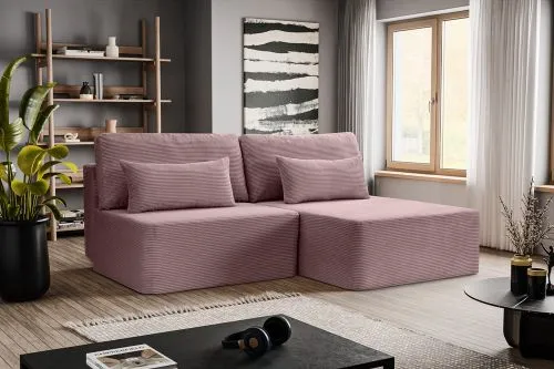 Schlafsofa Amsterix L-Form rechts | 213cm | Cord | altrosa
