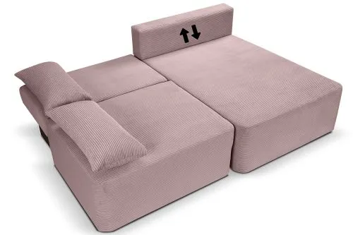 Schlafsofa Amsterix L-Form rechts | 213cm | Cord | altrosa