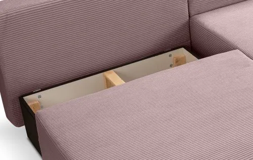 Schlafsofa Amsterix L-Form rechts | 213cm | Cord | altrosa