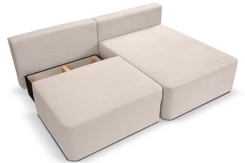 Schlafsofa Amsterix L-Form rechts | 213cm | Cord | grau-beige