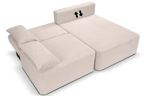 Schlafsofa Amsterix L-Form rechts | 213cm | Cord | grau-beige