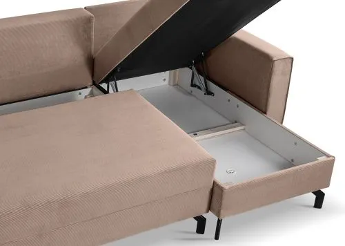 Schlafsofa Marti L-Form rechts | 230cm | Cord | altrosa