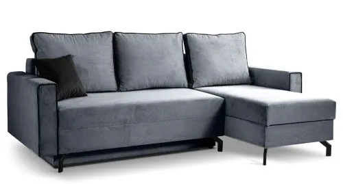 Schlafsofa Marti L-Form rechts | 230cm | Cord | blau-grau