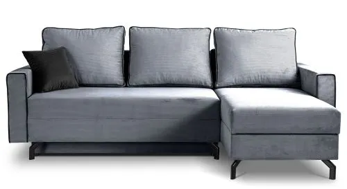 Schlafsofa Marti L-Form rechts | 230cm | Cord | blau-grau