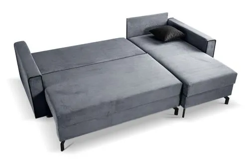 Schlafsofa Marti L-Form rechts | 230cm | Cord | blau-grau