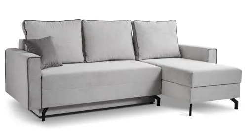 Schlafsofa Marti L-Form rechts | 230cm | Cord | hellgrau