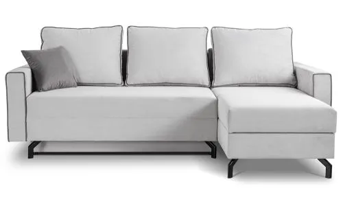 Schlafsofa Marti L-Form rechts | 230cm | Cord | hellgrau