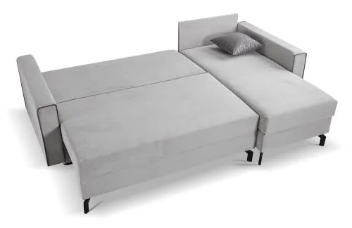 Schlafsofa Marti L-Form rechts | 230cm | Cord | hellgrau