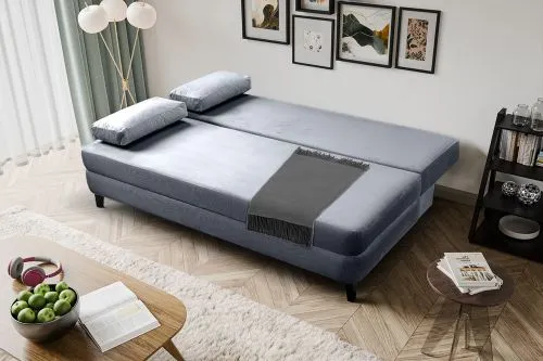 Schlafsofa Sorto 2,5-Sitzer | 200cm | Cord | blau-grau