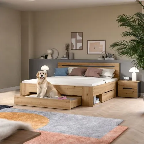 Schlafzimmer-Set Canu (L) | artisan / Basalt grau | 3-teilig