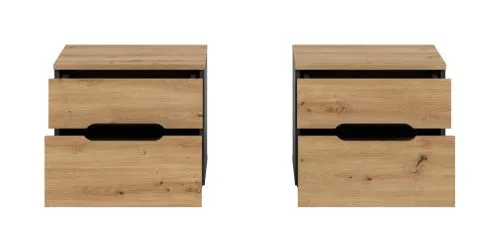 Schlafzimmer-Set Canu (L) | Kleiderschrank mit Spiegeltüren | artisan / Basalt grau | 4-teilig